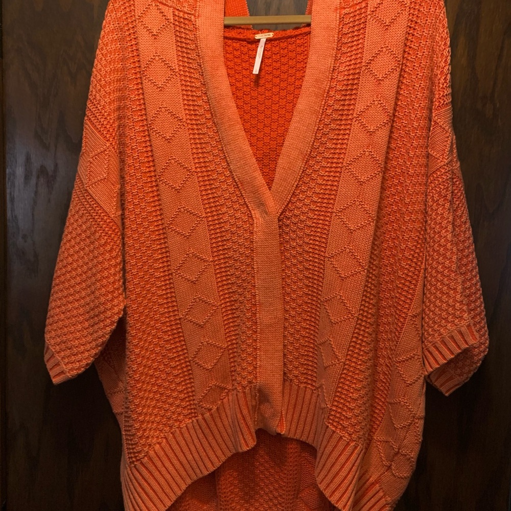 NEW Free People Oversized Cable Knit High Lo Snap Cardigan Sweatshirt Hoodie